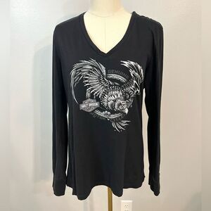 ❄️Harley Davidson Rhinestone Embellished Long Sleeve Tee